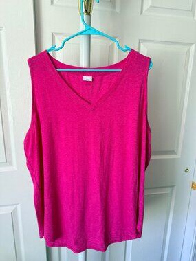 THREE SHIRT DEAL V-Neck Tank Top Lot of 3 White Black Hot Pink 3XL